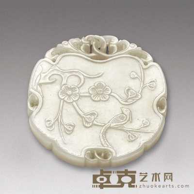 清 喜上眉梢玉牌 高5.5cm